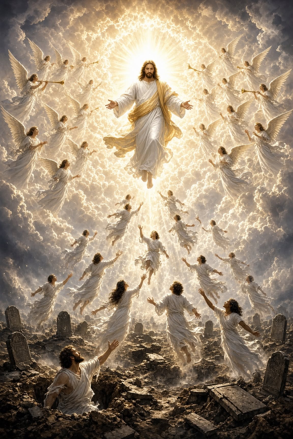 Christ the Redeemer ascending with angels